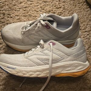 New Balance Women's Light Gray and Purple Athletic Shoes